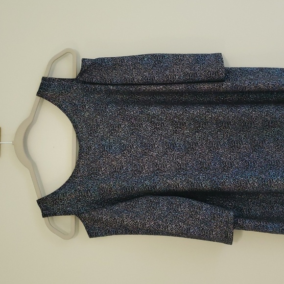 Clara Sun Woo Tunic Top Women Medium Multicolor Cold Shoulder Lagenlook Sparkle - Picture 8 of 14